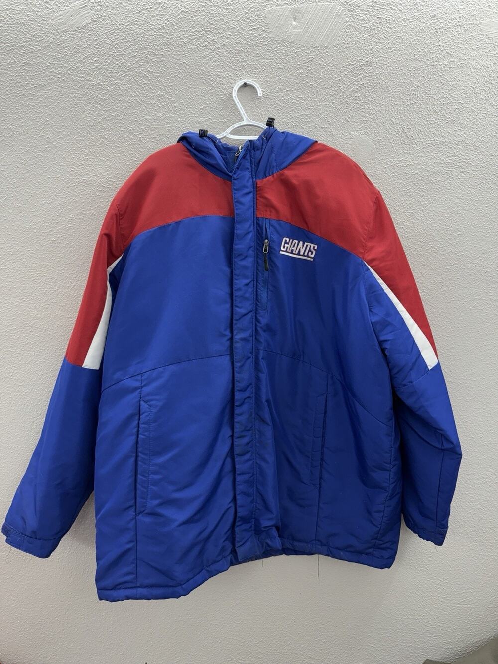 NFL Mens Jacket Size 3XL Blue New York Giants Football Zip Up Hooded Lined Coat